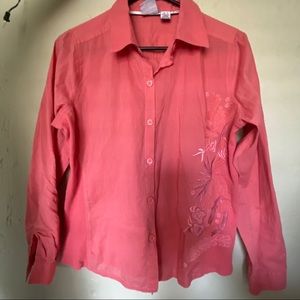 Women Carribean Joe Petite L coral pink 3/4 sleeve